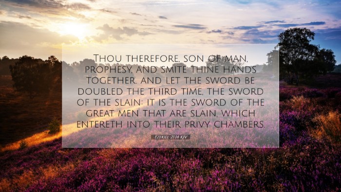 Picture 07 - Ezekiel 21:14 KJV Desktop Wallpaper - Thou therefore, son of man, prophesy, and smite - Desktop Bible Verse Wallpaper