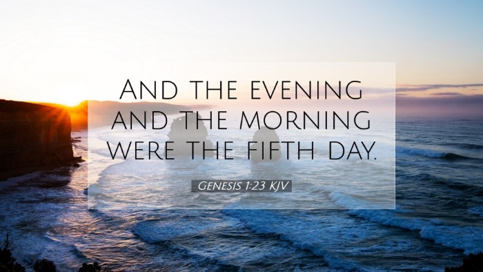 Picture 07 - Genesis 1:23 KJV Desktop Wallpaper - And the evening and the morning were the fifth - Desktop Bible Verse Wallpaper