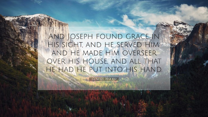 Picture 07 - Genesis 39:4 KJV Desktop Wallpaper - And Joseph found grace in his sight, and he - Desktop Bible Verse Wallpaper
