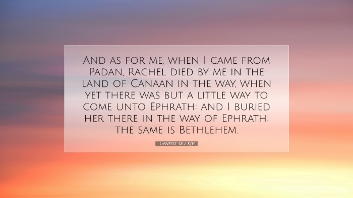 Picture 07 - Genesis 48:7 KJV Desktop Wallpaper - And as for me, when I came from Padan, Rachel - Desktop Bible Verse Wallpaper