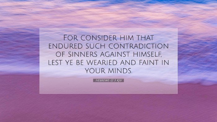 Picture 07 - Hebrews 12:3 KJV Desktop Wallpaper - For consider him that endured such contradiction - Desktop Bible Verse Wallpaper