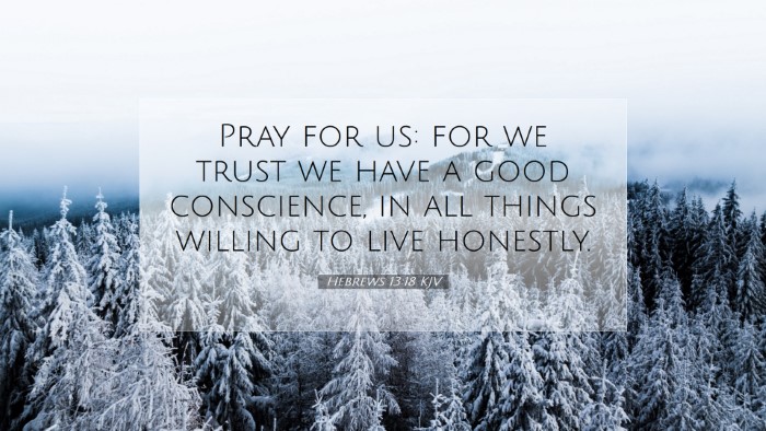 Picture 07 - Hebrews 13:18 KJV Desktop Wallpaper - Pray for us: for we trust we have a good - Desktop Bible Verse Wallpaper