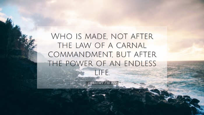 Picture 07 - Hebrews 7:16 KJV Desktop Wallpaper - Who is made, not after the law of a carnal - Desktop Bible Verse Wallpaper