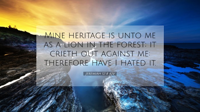 Picture 07 - Jeremiah 12:8 KJV Desktop Wallpaper - Mine heritage is unto me as a lion in the forest; - Desktop Bible Verse Wallpaper