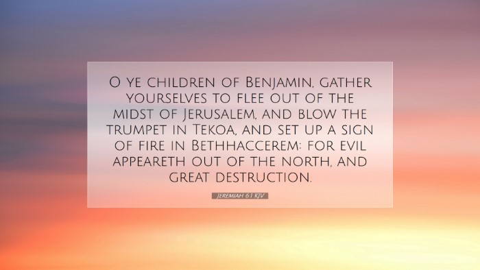 Picture 07 - Jeremiah 6:1 KJV Desktop Wallpaper - O ye children of Benjamin, gather yourselves to - Desktop Bible Verse Wallpaper