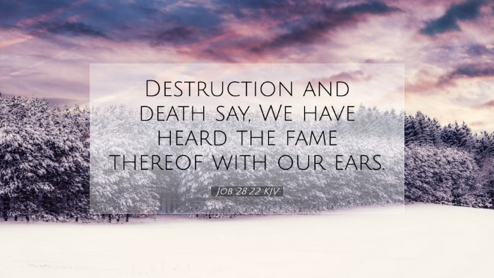 Picture 07 - Job 28:22 KJV Desktop Wallpaper - Destruction and death say, We have heard the fame - Desktop Bible Verse Wallpaper
