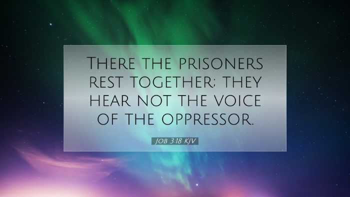 Picture 07 - Job 3:18 KJV Desktop Wallpaper - There the prisoners rest together; they hear not - Desktop Bible Verse Wallpaper