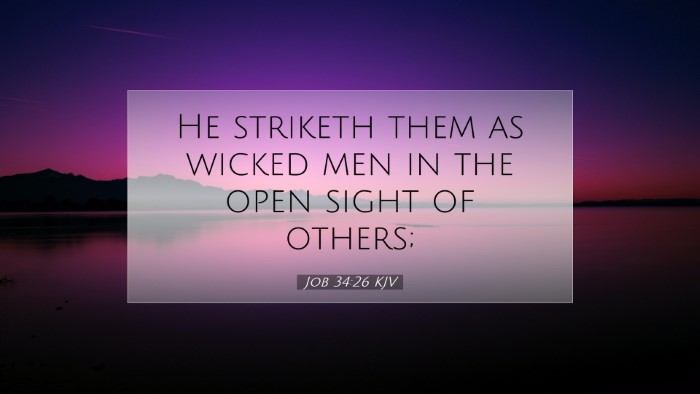 Picture 07 - Job 34:26 KJV Desktop Wallpaper - He striketh them as wicked men in the open sight - Desktop Bible Verse Wallpaper