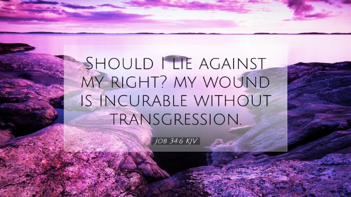 Picture 07 - Job 34:6 KJV Desktop Wallpaper - Should I lie against my right? my wound is - Desktop Bible Verse Wallpaper