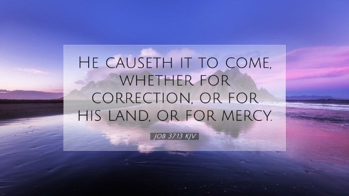 Picture 07 - Job 37:13 KJV Desktop Wallpaper - He causeth it to come, whether for correction, or - Desktop Bible Verse Wallpaper