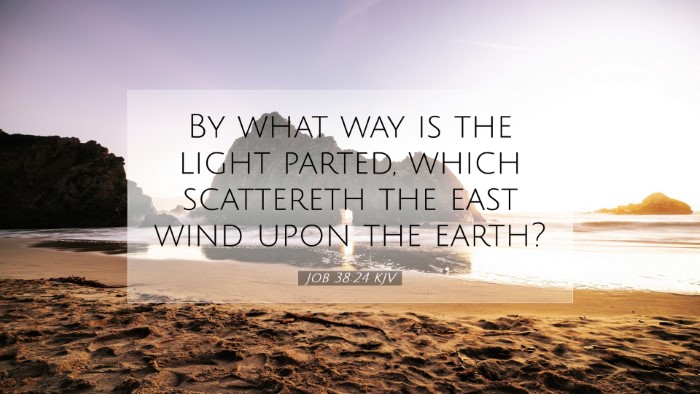 Picture 07 - Job 38:24 KJV Desktop Wallpaper - By what way is the light parted, which scattereth - Desktop Bible Verse Wallpaper
