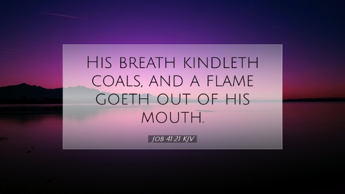 Picture 07 - Job 41:21 KJV Desktop Wallpaper - His breath kindleth coals, and a flame goeth out - Desktop Bible Verse Wallpaper