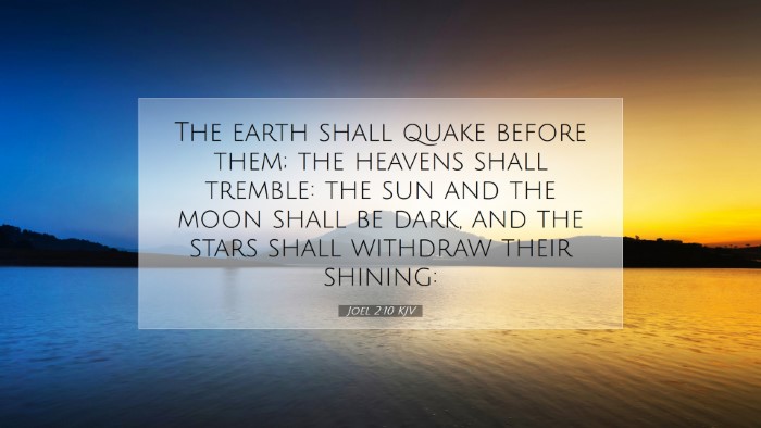 Picture 07 - Joel 2:10 KJV Desktop Wallpaper - The earth shall quake before them; the heavens - Desktop Bible Verse Wallpaper