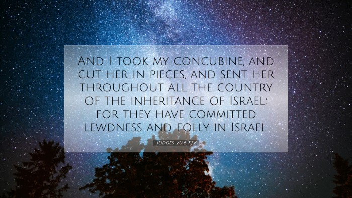 Picture 07 - Judges 20:6 KJV Desktop Wallpaper - And I took my concubine, and cut her in pieces, - Desktop Bible Verse Wallpaper