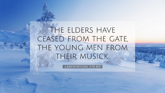 Picture 07 - Lamentations 5:14 KJV Desktop Wallpaper - The elders have ceased from the gate, the young - Desktop Bible Verse Wallpaper