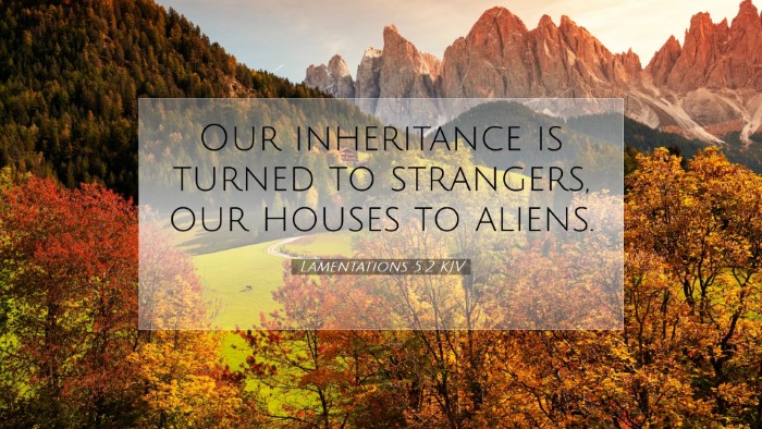 Picture 07 - Lamentations 5:2 KJV Desktop Wallpaper - Our inheritance is turned to strangers, our - Desktop Bible Verse Wallpaper