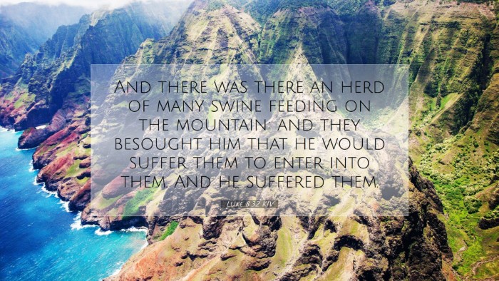 Picture 07 - Luke 8:32 KJV Desktop Wallpaper - And there was there an herd of many swine feeding - Desktop Bible Verse Wallpaper