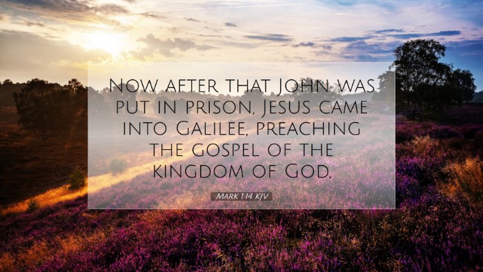Picture 07 - Mark 1:14 KJV Desktop Wallpaper - Now after that John was put in prison, Jesus came - Desktop Bible Verse Wallpaper