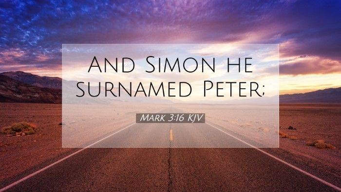 Picture 07 - Mark 3:16 KJV Desktop Wallpaper - And Simon he surnamed - Desktop Bible Verse Wallpaper