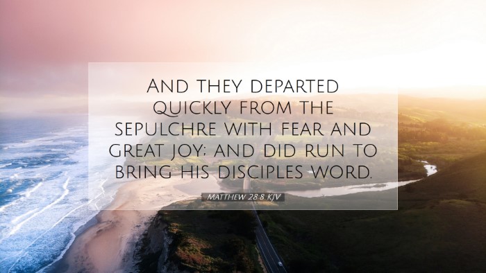 Picture 07 - Matthew 28:8 KJV Desktop Wallpaper - And they departed quickly from the sepulchre with - Desktop Bible Verse Wallpaper