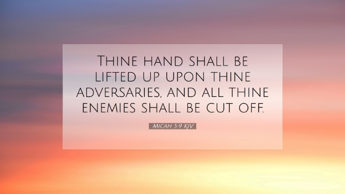 Picture 07 - Micah 5:9 KJV Desktop Wallpaper - Thine hand shall be lifted up upon thine - Desktop Bible Verse Wallpaper