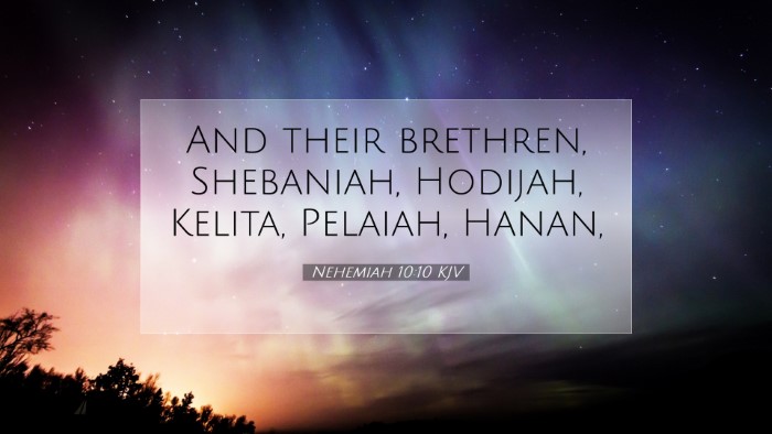 Picture 07 - Nehemiah 10:10 KJV Desktop Wallpaper - And their brethren, Shebaniah, Hodijah, Kelita, - Desktop Bible Verse Wallpaper