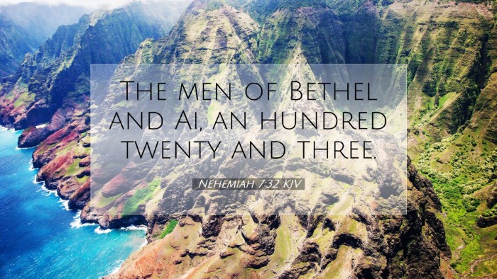Picture 07 - Nehemiah 7:32 KJV Desktop Wallpaper - The men of Bethel and Ai, an hundred twenty and - Desktop Bible Verse Wallpaper
