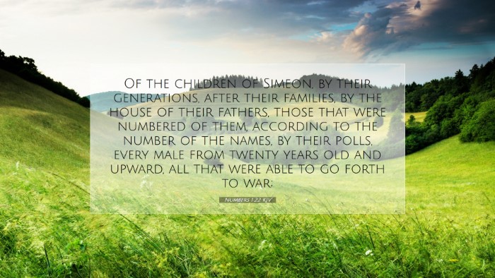 Picture 07 - Numbers 1:22 KJV Desktop Wallpaper - Of the children of Simeon, by their generations, - Desktop Bible Verse Wallpaper