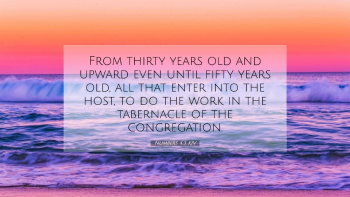 Picture 07 - Numbers 4:3 KJV Desktop Wallpaper - From thirty years old and upward even until fifty - Desktop Bible Verse Wallpaper