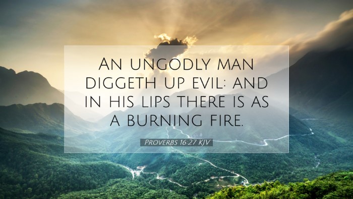Picture 07 - Proverbs 16:27 KJV Desktop Wallpaper - An ungodly man diggeth up evil: and in his lips - Desktop Bible Verse Wallpaper