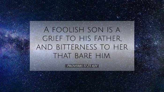 Picture 07 - Proverbs 17:25 KJV Desktop Wallpaper - A foolish son is a grief to his father, and - Desktop Bible Verse Wallpaper