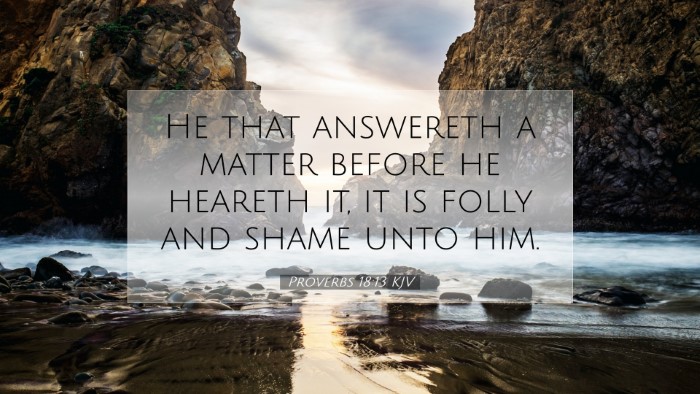Picture 07 - Proverbs 18:13 KJV Desktop Wallpaper - He that answereth a matter before he heareth it, - Desktop Bible Verse Wallpaper