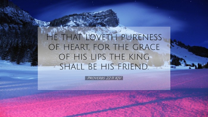 Picture 07 - Proverbs 22:11 KJV Desktop Wallpaper - He that loveth pureness of heart, for the grace - Desktop Bible Verse Wallpaper
