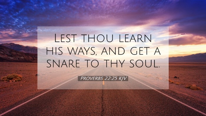 Picture 07 - Proverbs 22:25 KJV Desktop Wallpaper - Lest thou learn his ways, and get a snare to thy - Desktop Bible Verse Wallpaper