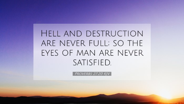 Picture 07 - Proverbs 27:20 KJV Desktop Wallpaper - Hell and destruction are never full; so the eyes - Desktop Bible Verse Wallpaper