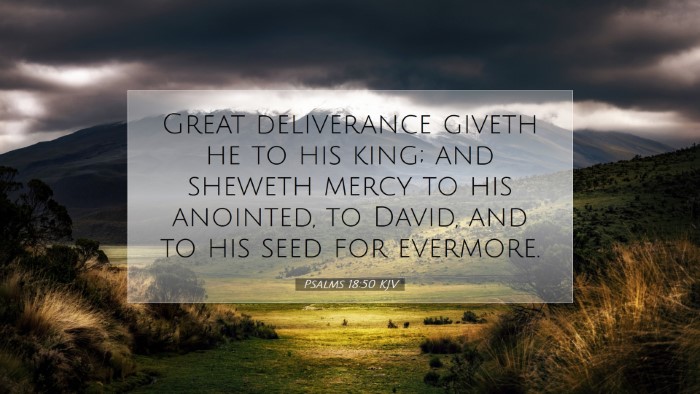 Picture 07 - Psalms 18:50 KJV Desktop Wallpaper - Great deliverance giveth he to his king; and - Desktop Bible Verse Wallpaper