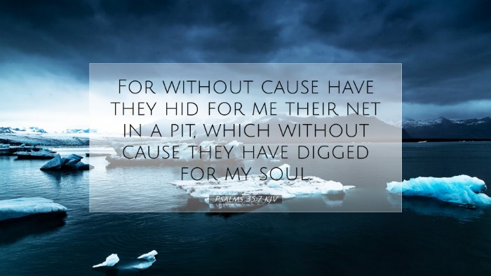 Picture 07 - Psalms 35:7 KJV Desktop Wallpaper - For without cause have they hid for me their net - Desktop Bible Verse Wallpaper