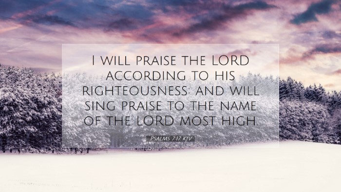Picture 07 - Psalms 7:17 KJV Desktop Wallpaper - I will praise the LORD according to his - Desktop Bible Verse Wallpaper