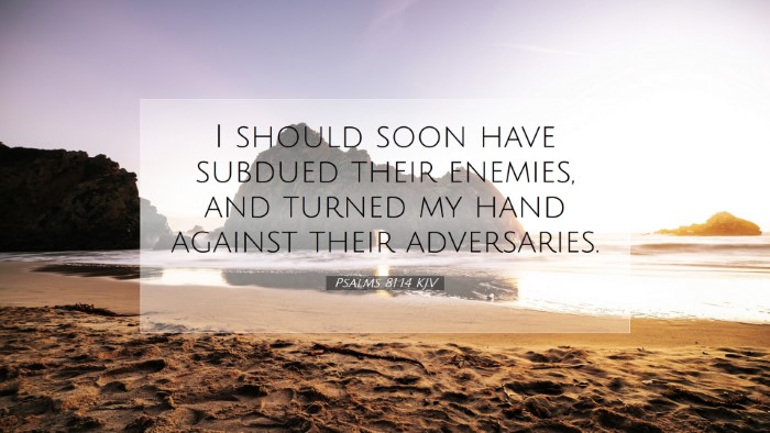 Picture 07 - Psalms 81:14 KJV Desktop Wallpaper - I should soon have subdued their enemies, and - Desktop Bible Verse Wallpaper