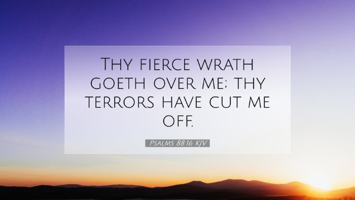 Picture 07 - Psalms 88:16 KJV Desktop Wallpaper - Thy fierce wrath goeth over me; thy terrors have - Desktop Bible Verse Wallpaper