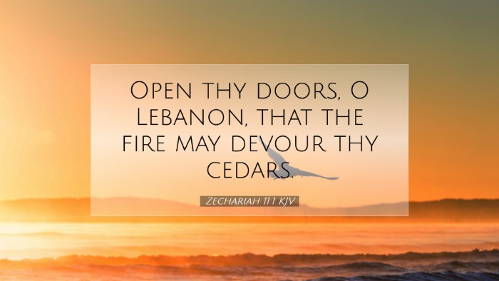 Picture 07 - Zechariah 11:1 KJV Desktop Wallpaper - Open thy doors, O Lebanon, that the fire may - Desktop Bible Verse Wallpaper