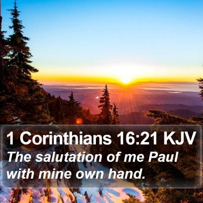 1 Corinthians 16:21 KJV Bible Verse Image