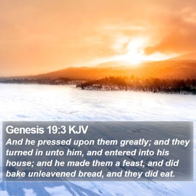 Genesis 19:3 KJV Bible Verse Image