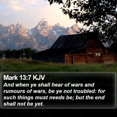 Mark 13:7 KJV Bible Verse Image