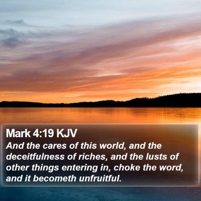 Mark 4:19 KJV Bible Verse Image