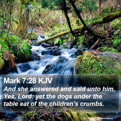 Mark 7:28 KJV Bible Verse Image