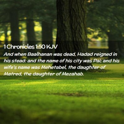 Picture 02 - 1 Chronicles 1:50 KJV - And when Baalhanan was dead, Hadad reigned in his - Bible Verse Picture
