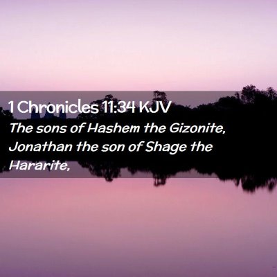 Picture 02 - 1 Chronicles 11:34 KJV - The sons of Hashem the Gizonite, Jonathan the son - Bible Verse Picture