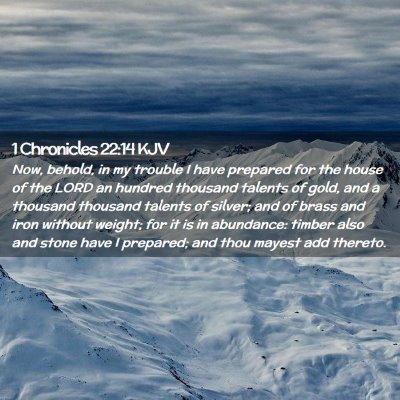 Picture 02 - 1 Chronicles 22:14 KJV - Now, behold, in my trouble I have prepared for - Bible Verse Picture