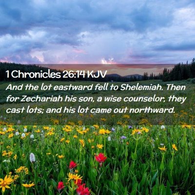 Picture 02 - 1 Chronicles 26:14 KJV - And the lot eastward fell to Shelemiah. Then for - Bible Verse Picture